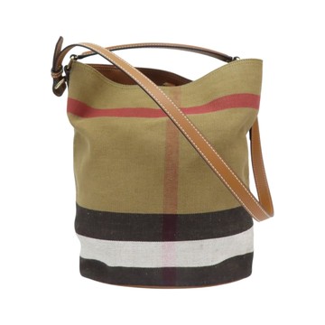 【二手名牌BRAND OFF】BURBERRY 巴寶莉 棕色 帆布 Ashby Hobo 手提包