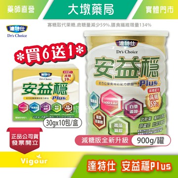 !!☆買6送1(同容量)☆!! 達特仕 安益穩Plus 奶粉30gx10包(盒)/900g(罐)【超商限3罐超過請選宅配】》大墩藥局