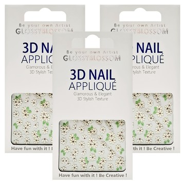GLOSSYBLOSSOM 雪白美甲貼 3件組  花串  1組