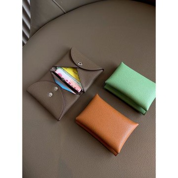 卡包女士真皮對折卡夾H家EP掌紋按扣高端跨境卡片包零錢包硬幣包