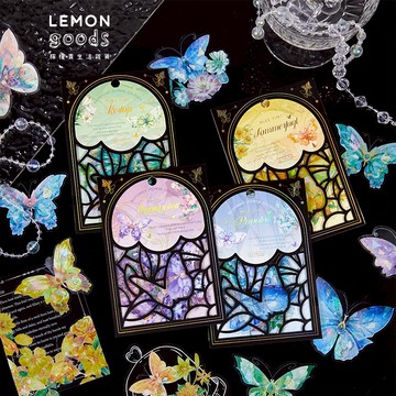 🍋檸檬青🍋清倉現貨閃爍之光系列6款10張入PET防水蝴蝶花卉貼紙手帳裝飾素材