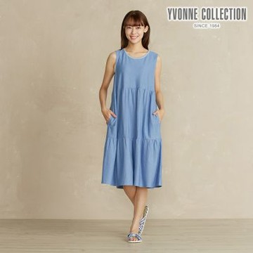 YVONNE 以旺傢飾 【竹纖維】細條紋無袖洋裝-藍