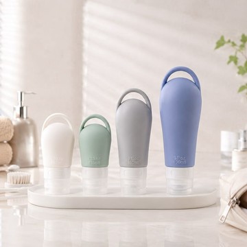 矽膠分裝瓶 38ml-4入｜旅行分裝瓶 旅行組 盥洗用品 霧藍