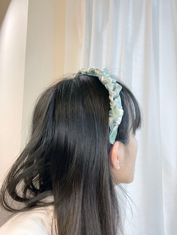 JK 綠色 格紋 頭箍 純綿 髮箍【編織】