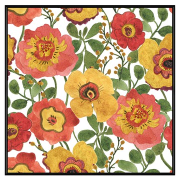 菠蘿選畫所 水彩橙花滿盈畫作 畫框 家居裝飾藝術掛畫  60 x 60cm  黑色