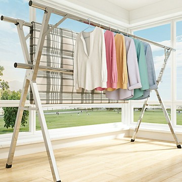 曬衣架 晾衣架 X型曬衣架 折疊壘晾衣架落地室內外涼衣架伸縮曬衣服被子架子可移動家用陽台『cyd19357』