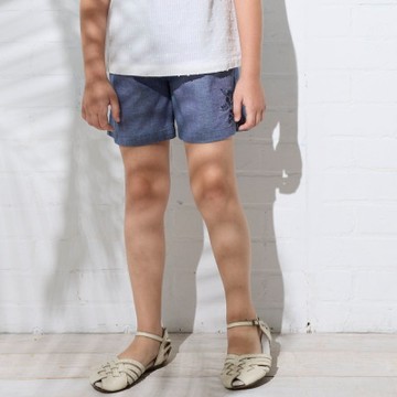 PIPPY 休閒隱格彈性棉短褲 藍
