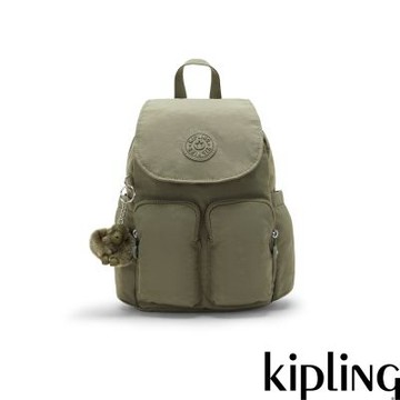 『猴子包』Kipling 鼠尾草綠掀蓋多袋收納後背包-CITY POCKET MINI