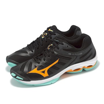 Mizuno 排球鞋 Wave Voltage 2 男鞋 黑 橘 波浪片 室內運動 羽排鞋 美津濃 V1GA2460-12