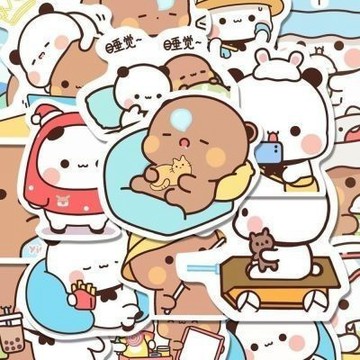 一二布布貼紙 一二布布熊貓貼紙 一二 布布 126枚卡通可愛小熊貓一二布布貼紙diy裝飾手賬手機防水貼畫