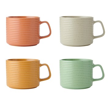 KitchenCraft 英國 Idilica石陶馬克杯4入(暖秋400ml) / 水杯 茶杯 咖啡杯 可機洗 洗碗機可洗
