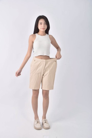 (L) joan棉質純棉杏色短褲