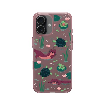 iPhone 17 Clear (相機按鈕) 晶醺玫 - RHINOSHIELD X Taipei Zoo - 臺灣水域插畫（水獺、龜、蛙）