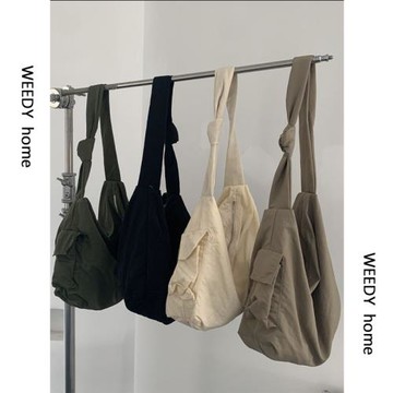 復古工裝餃子帆布包大容量包包2025新款慵懶風百搭單肩斜挎托特包