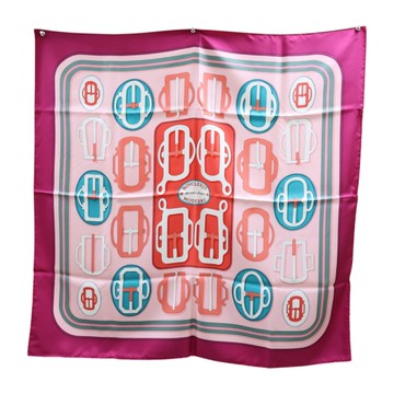 HERMES 愛馬仕 粉色 絲綢 Bouclerie Moderne 方巾 90x90 【二手名牌BRAND OFF】