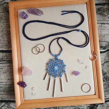 N029-手工編織曼陀羅能量水晶項鍊 月光石 民族風(微瑕)