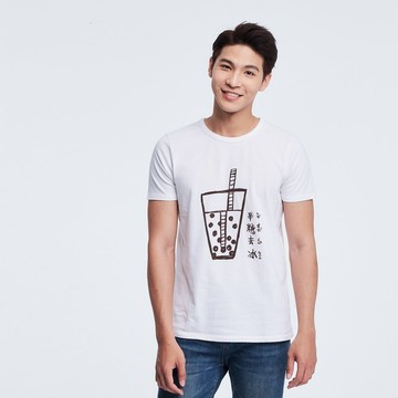 珍珠奶茶 蜜桃棉男短T恤 台灣特產 Bubble Tea