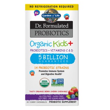 Dr. Formulated Probiotics Organic Kids Berry Cherry Shelf Stable 30 Chewable Tabs by Garden of Life