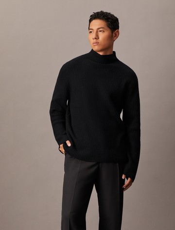 Calvin Klein 羊毛羅紋針織小高領毛衣