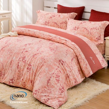 兩用被床包四件組 /純粹好棉100%無異纖精梳純棉 /2428朵莫莉亞(粉)