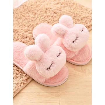 新款兒童棉拖鞋女童冬季毛毛室內防滑卡通可愛兔子家居拖鞋冬