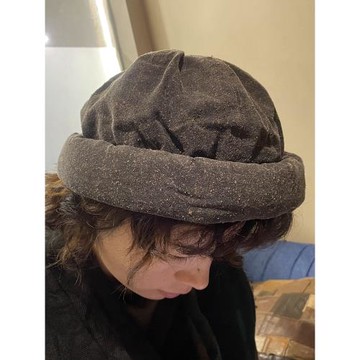 柞蠶絲植物染做舊貝雷帽復古可調節瓜皮帽亞麻印花厚檐帽08073