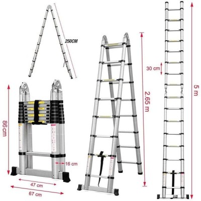 Aluminium Telescopic Extension Folding Ladder Multi-Purpose for Home O