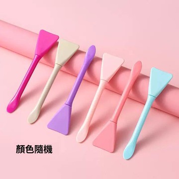 🚀在臺直出 可開統編😊雙頭兩用硅膠面膜刷帶挖勺塗抹泥膜臉部扇形果酸刷美妝工具