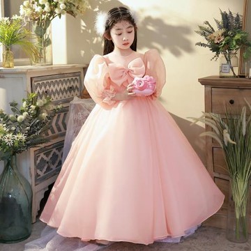 女童禮服高端生日公主裙花童婚禮小女孩主持人兒童鋼琴演奏演出服