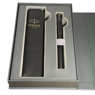 PARKER IM理性黑鋼珠筆 真皮筆套禮盒