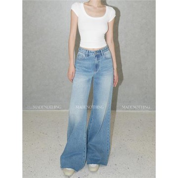 MADE NOTHING 年終清倉 中腰MR002重工Relaxed Flare闊腿牛仔褲女