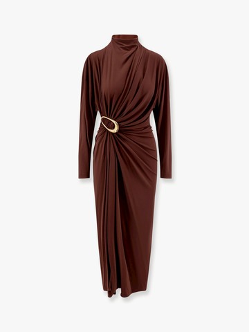 Viscose dress with drapery and metal detail - BOTTEGA VENETA - gender_Woman