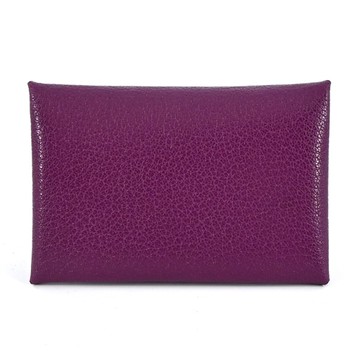 Hermes 愛馬仕 經典Calvi系列山羊皮釦式名片/零錢包(P9海葵紫)_廠商直送