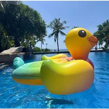 彩虹小黃鴨 充氣座騎 兒童造型泳圈 水上坐騎 戲水裝備 充氣玩具 INTEX