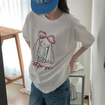 正韓女上衣 雨甜五分袖T恤FIE1187-創翊韓都現貨