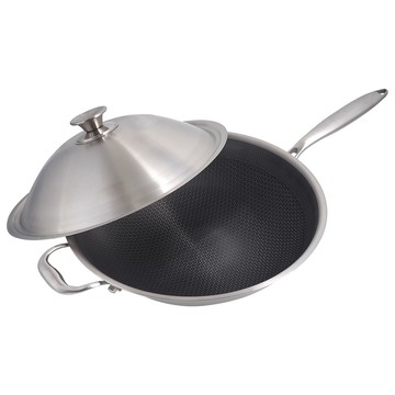 CLARE典鑽316不鏽鋼陶晶不沾炒鍋-36cm-單柄-附蓋-1支