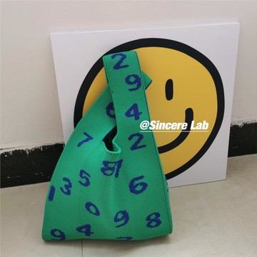 韓國ins小眾設計數字針織包包女新款大容量百搭單肩編織包手拿包