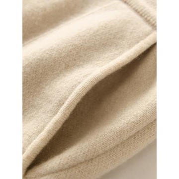 2025秋冬新款純羊毛直筒褲女高腰帶兜針織輕奢羊絨時尚寬松直筒褲