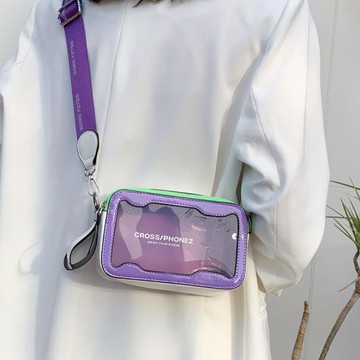 夏季透明小包包女2022新款流行小眾果凍手機包百搭寬帶斜挎小方包