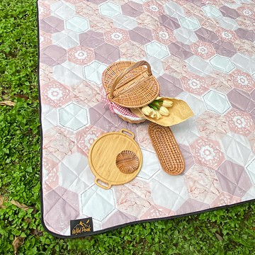 Wild Peak 野峰 露營美學 防水地墊 可機洗 厚夾棉 雙面防水 超潑水  300 x 300cm  粉彩大理石  1個