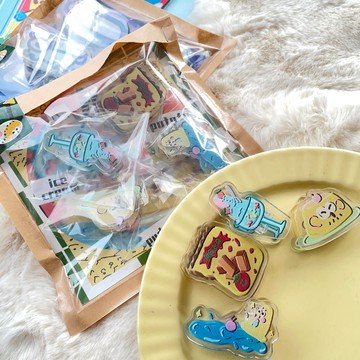 【coloryeah】 可愛 美食 動物 卡通 亞克力夾子 套組