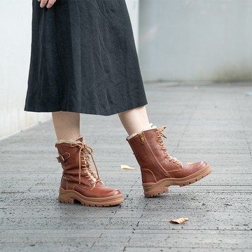 馬丁靴植鞣皮短靴復古保暖女靴