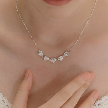 韓國飾品官方直營【WING BLING】925銀 復古風愛心串項鍊 (閨蜜禮物 | 情人送禮 | 摩羯座生日禮物🎁)