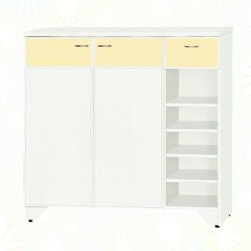 文創集-南亞塑鋼     尼亞  南亞塑鋼3.6尺三開門單抽側開放鞋櫃-108.9x36.5x103.5cm免組