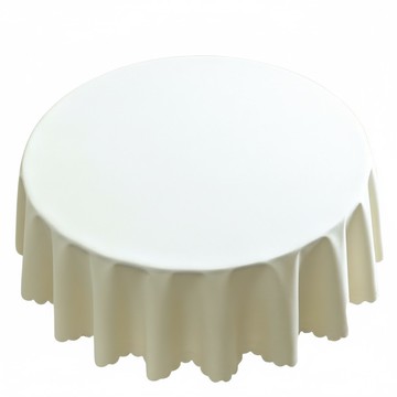 圓桌波浪邊北歐純色防水防油桌布  淺米色  140cm  棉麻混紡易清潔  淺米波浪邊  1個