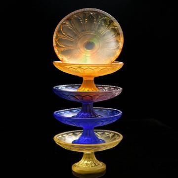 家居室內擺件佛堂供具七彩琉璃水果盤供佛財神觀音蓮花果碟小供盤