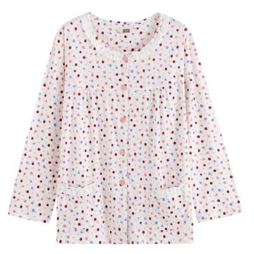 單件全棉女睡衣上衣夏季中老年長袖女睡衣夏天薄款純棉長袖女睡衣