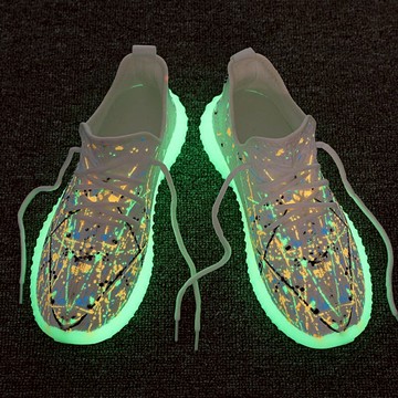 夜光椰子鞋男夏季350V飛織透氣鞋子潮百搭休閑男士運動跑步鞋網鞋