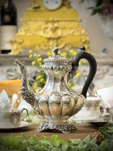 法國貴族La Popelinière侯爵家族 新古典風格 烏木柄純銀壺