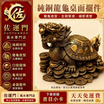 隔日到貨 免運【龍龜擺件】 招財 龍龜 風水擺件 龍龜擺件 純銅龍龜 銅龍龜 招財龍龜 古錢底座 玄關擺件 客廳擺件